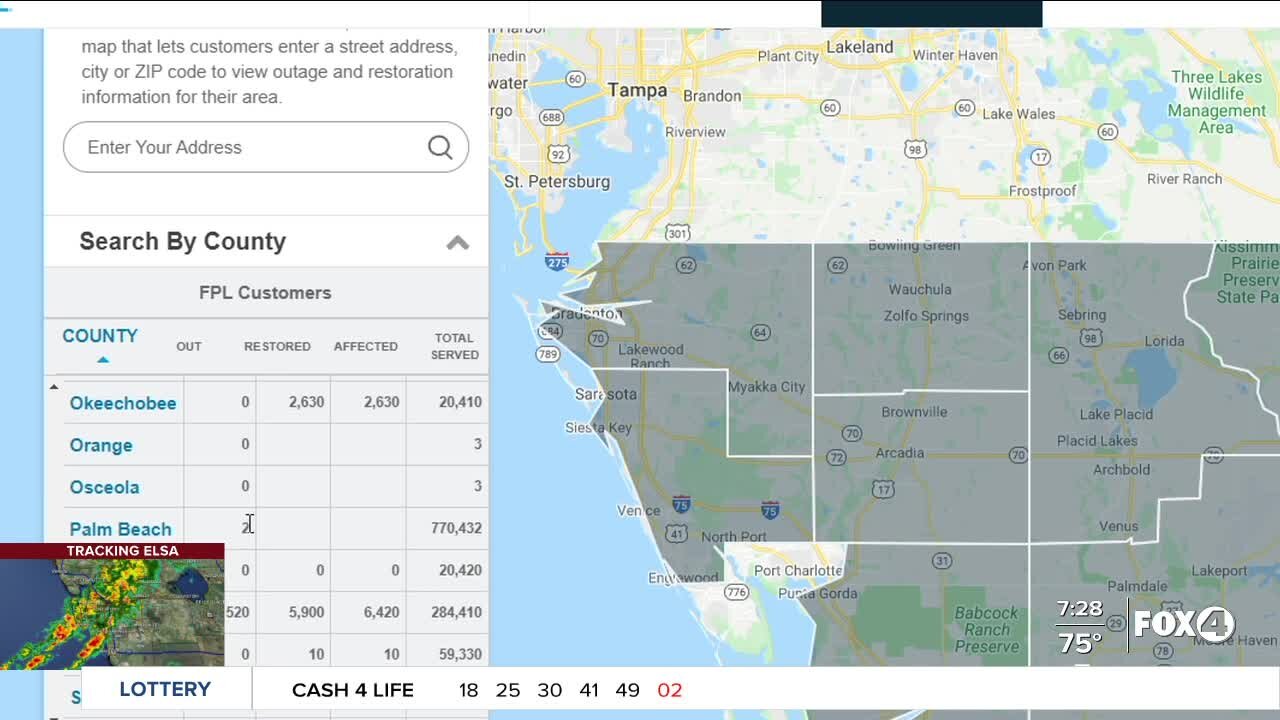 Parts of Southwest Florida without power in the wake of Elsa