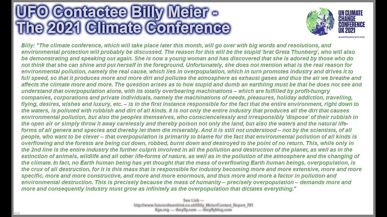 Billy Meier UFO Contact Reports - Climate Change as a Thermometer of a Neglected Underlying Disease