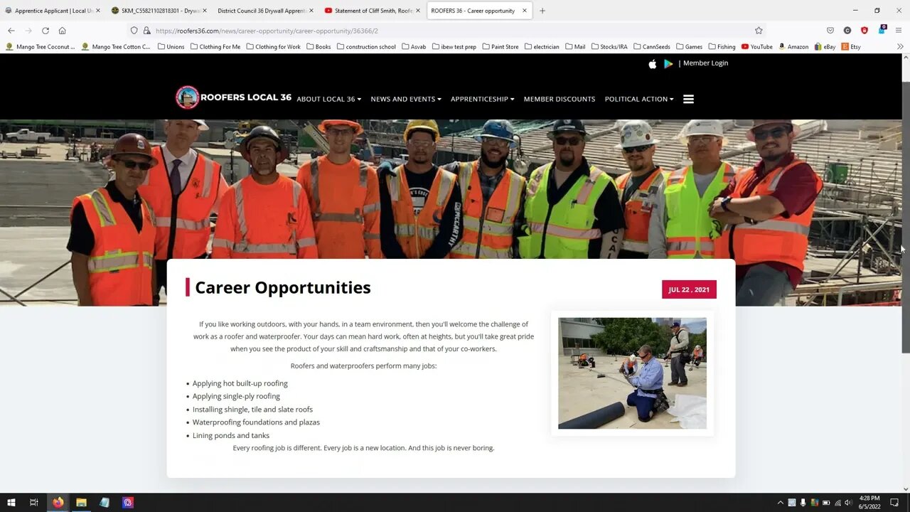 How To Apply To The Roofers Union Local 36