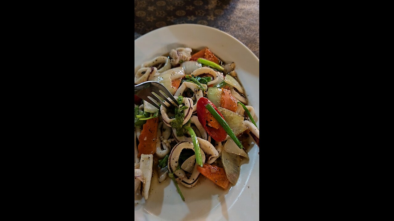 Blackpepper Squid stirfry in Phuket, Thailand