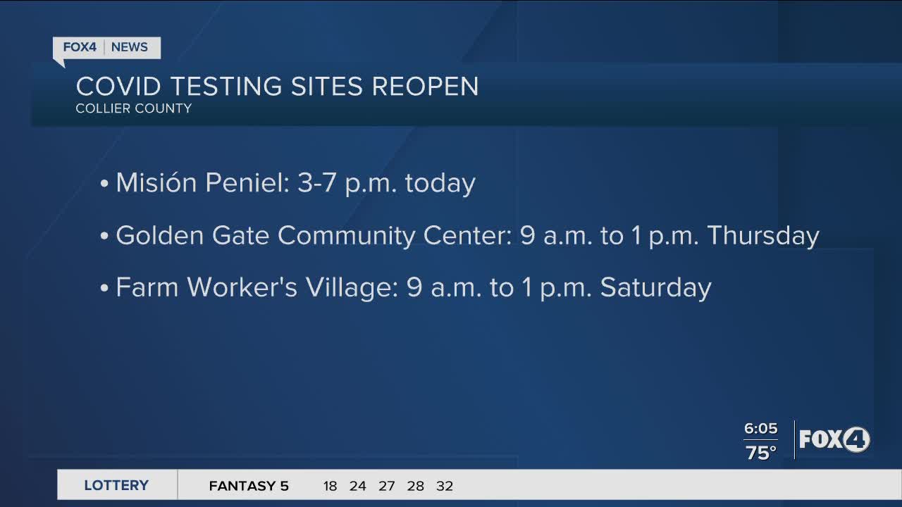 Covid testing sites reopen in Collier County