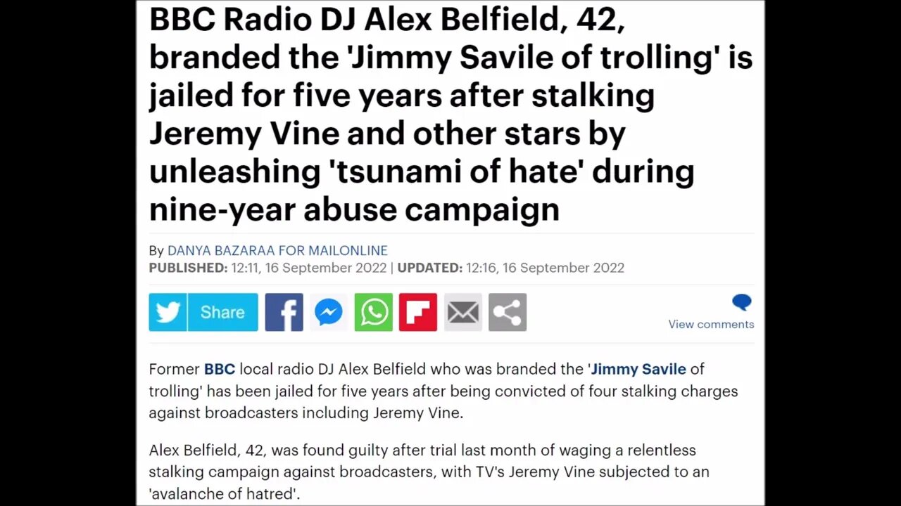 Alex Belfield is jailed for five years after stalking Jeremy Vine and other stars #AlexBelfield