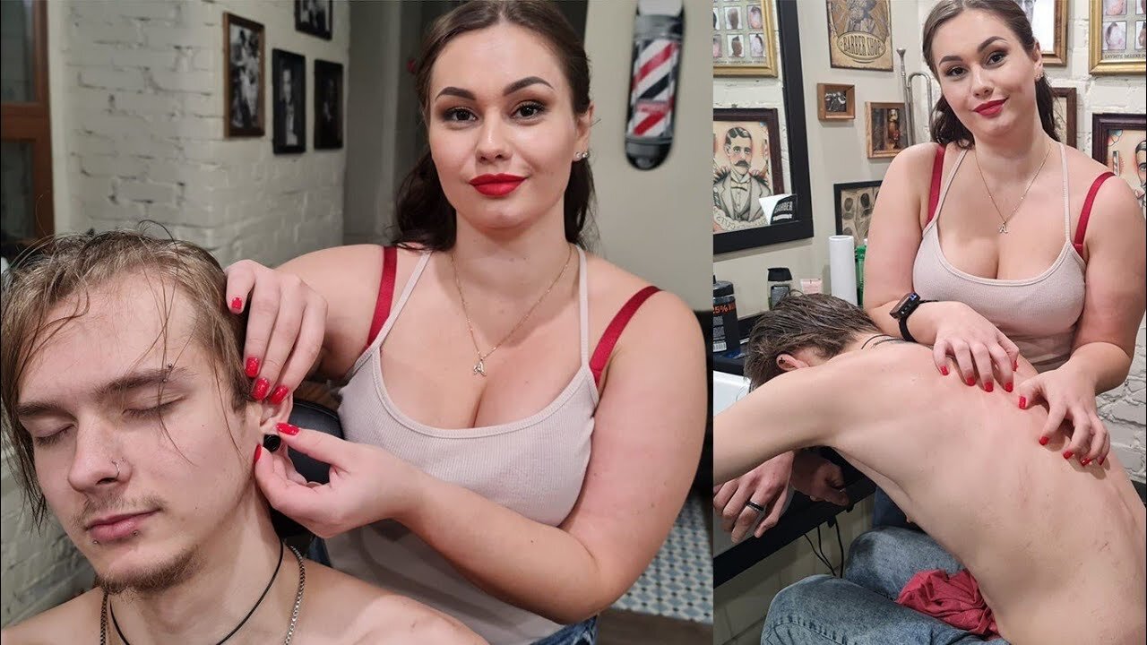 💈REFRESHING ASMR THERAPY by LADY BARBER ¦ BACK MASSAGE and SCRATCHING