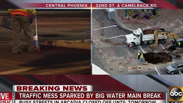 Water main break causing traffic in Arcadia