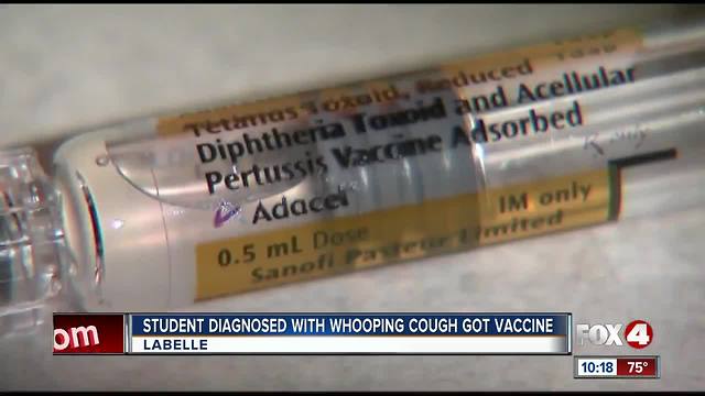 Student diagnosed with whooping cough at Labelle High School