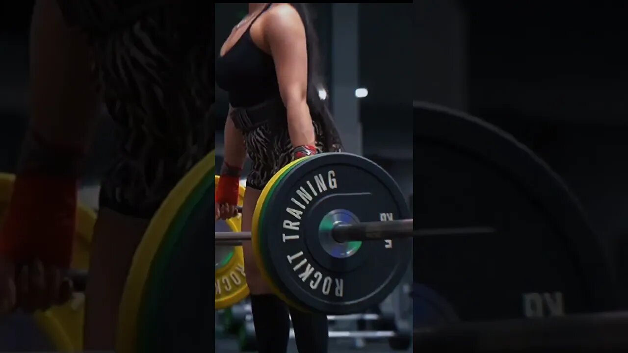 Fitness girl squatting and deadlifting heavy in the gym #Shorts