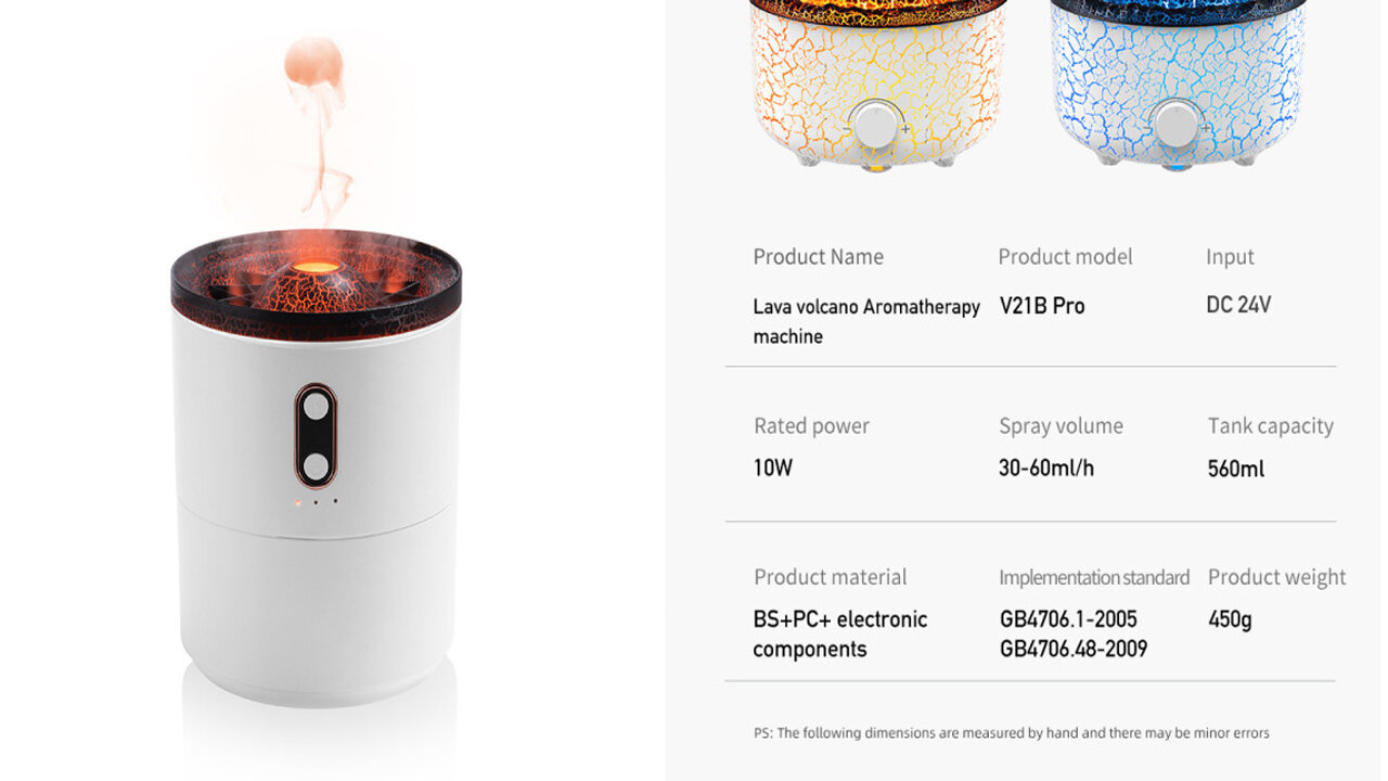 New Creative Volcano Humidifier Aromatherapy Machine Spray Jellyfish Air Flame Humidifier Diffuser