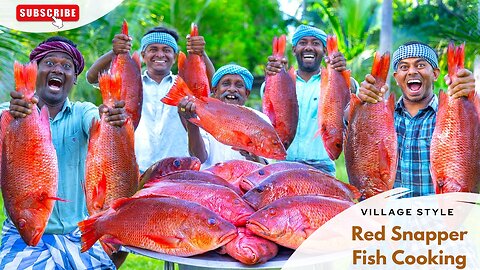 RED SNAPPER FISH | Big Fish Grill Recipe Cooking in Village | Fish Fry in Clay | Ancient Cooking