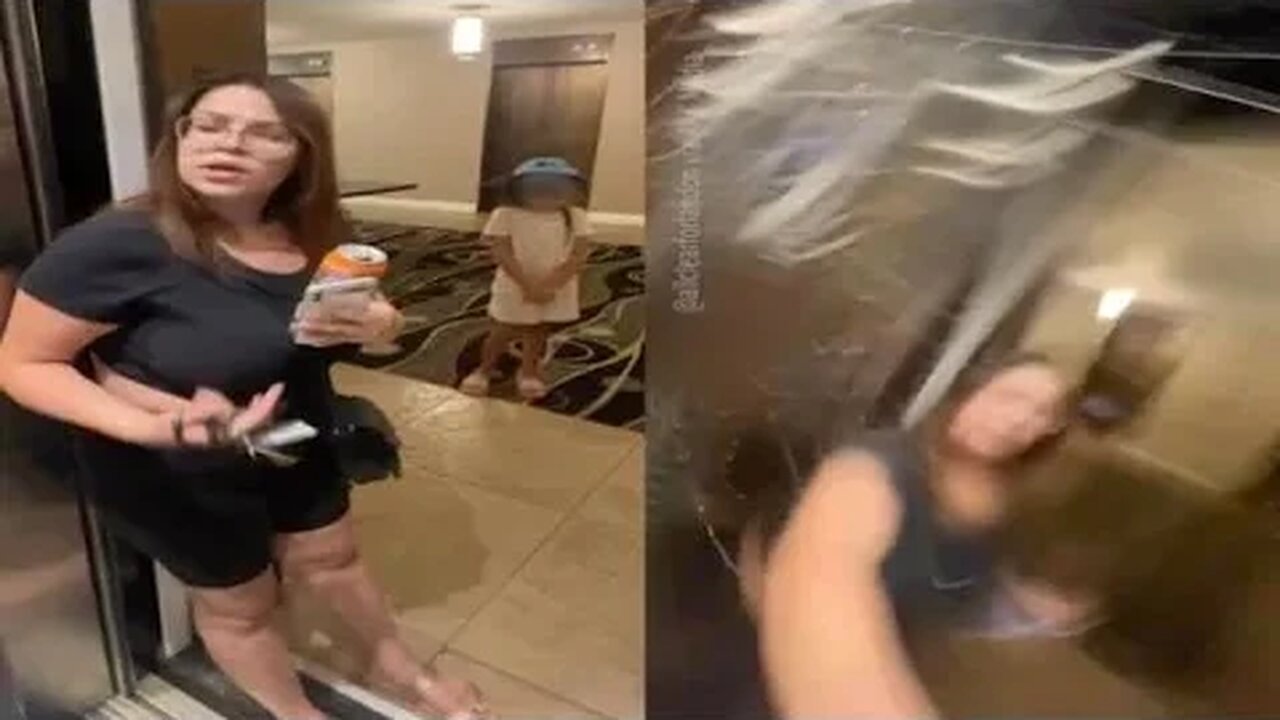 Drunk Karen Harasses LA Couple In Elevator And Throws Drink At Them For Recording Her!
