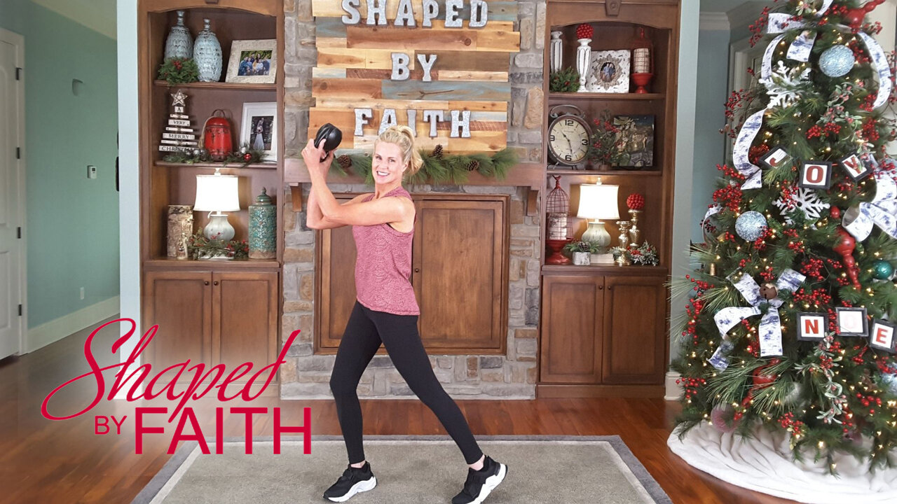 Christmas Cardio Core Strength Kettle Bell Workout | Shaped by Faith Fitness with Theresa Rowe