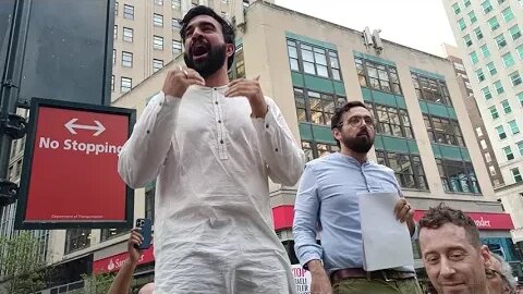 The Not on our Dime Rally Herald Square 7/20/2023 NYS Assemblymember Zohran Mamdani. #freepalestine