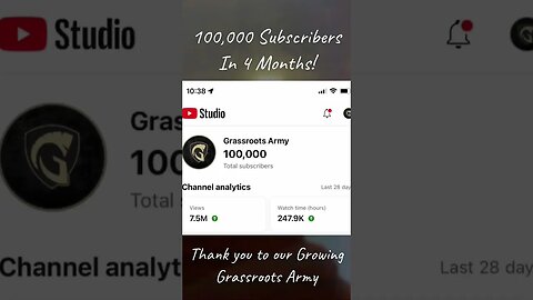 100,000 Subscribers In 4 Months. Thank You To Our Growing Grassroots Army