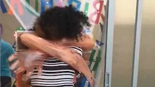 COVID-19: Sisters hug each other during lockdown