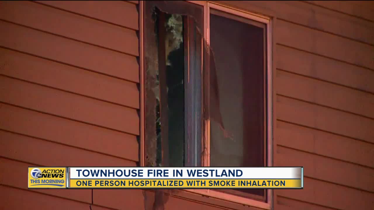 One person hospitalized after townhouse fire in Westland