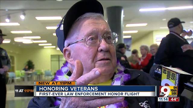 Crowd greets veterans who also served in law enforcement