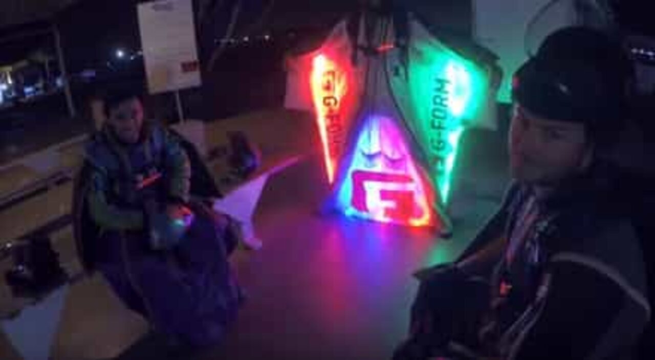 BASE jumpers use LED wingsuits for an epic night jump