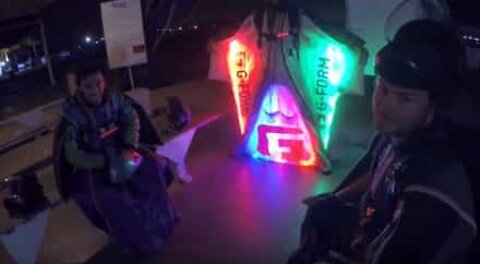 BASE jumpers use LED wingsuits for an epic night jump