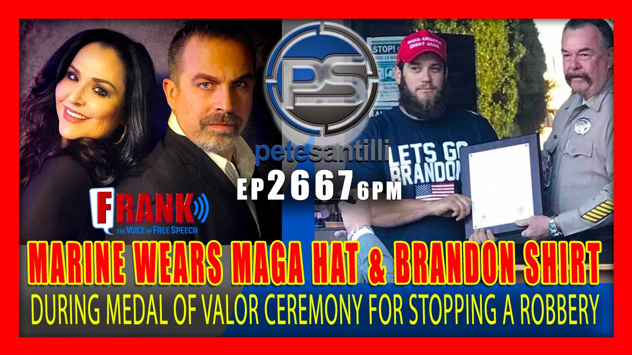 EP 2667-6PM Marine Who Stopped Robbery Receives Valor Award In Let's Go Brandon Shirt & MAGA Hat