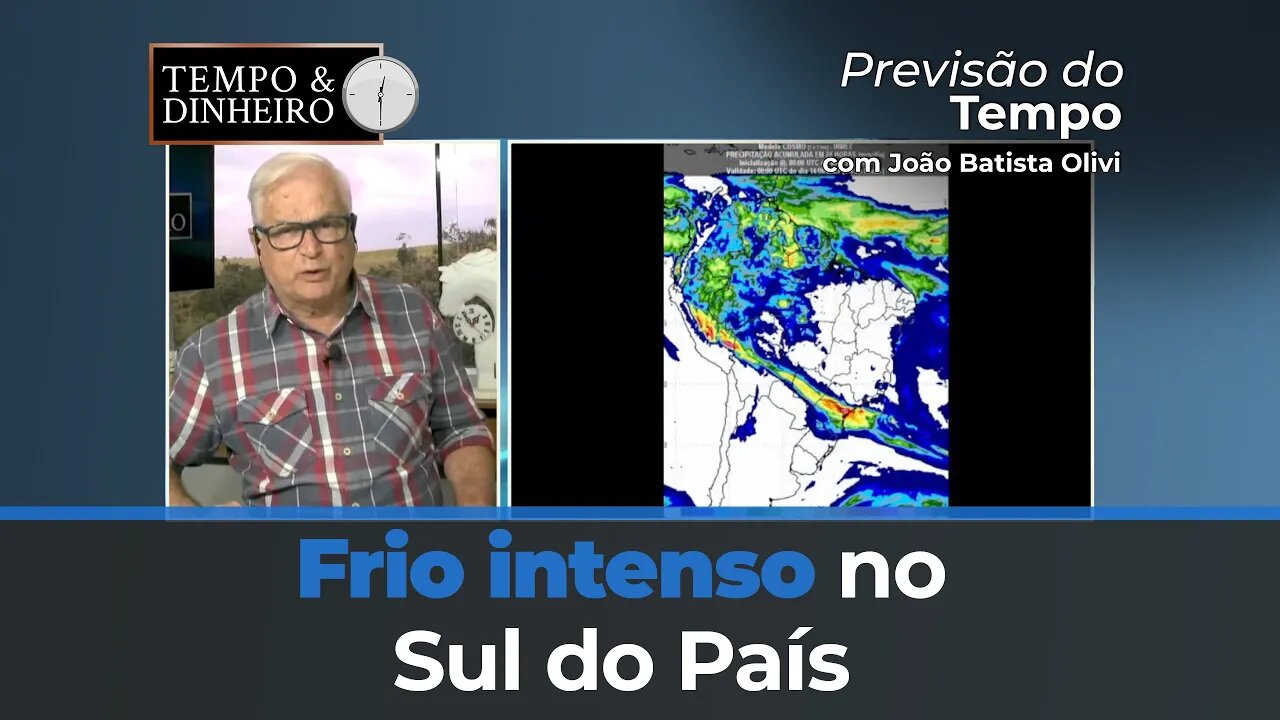 Frio intenso no Sul do País com chuvas no Paraná, SC, MS ,SP e parte de MG.