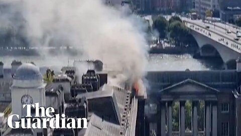 Fire and smoke rise from Somerset House in London