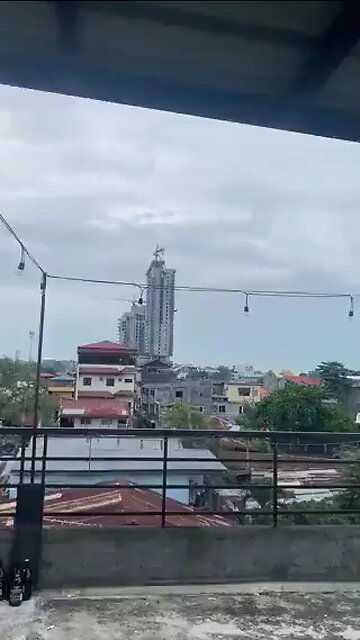 Crane falls the tower