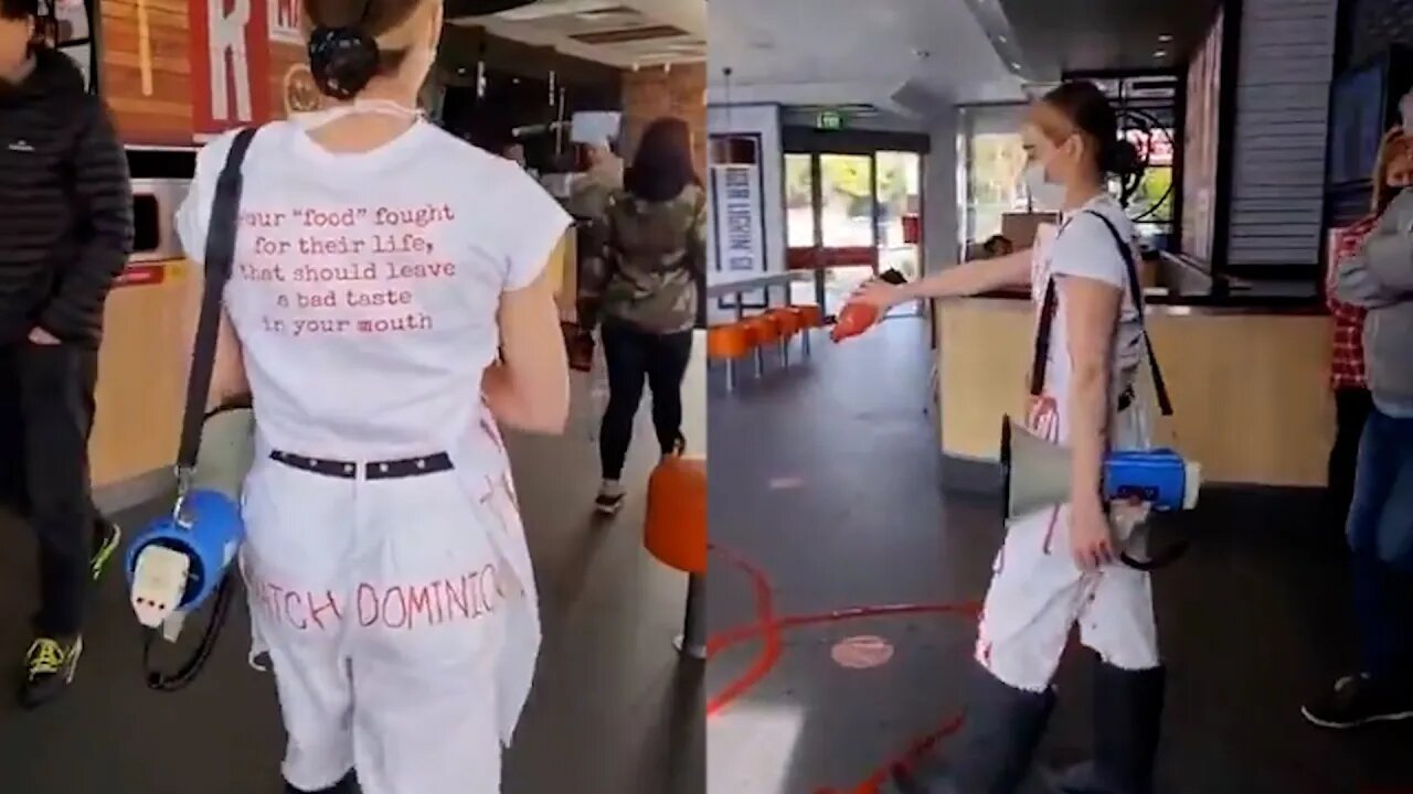 Psycho Vegans Vandalize A KFC