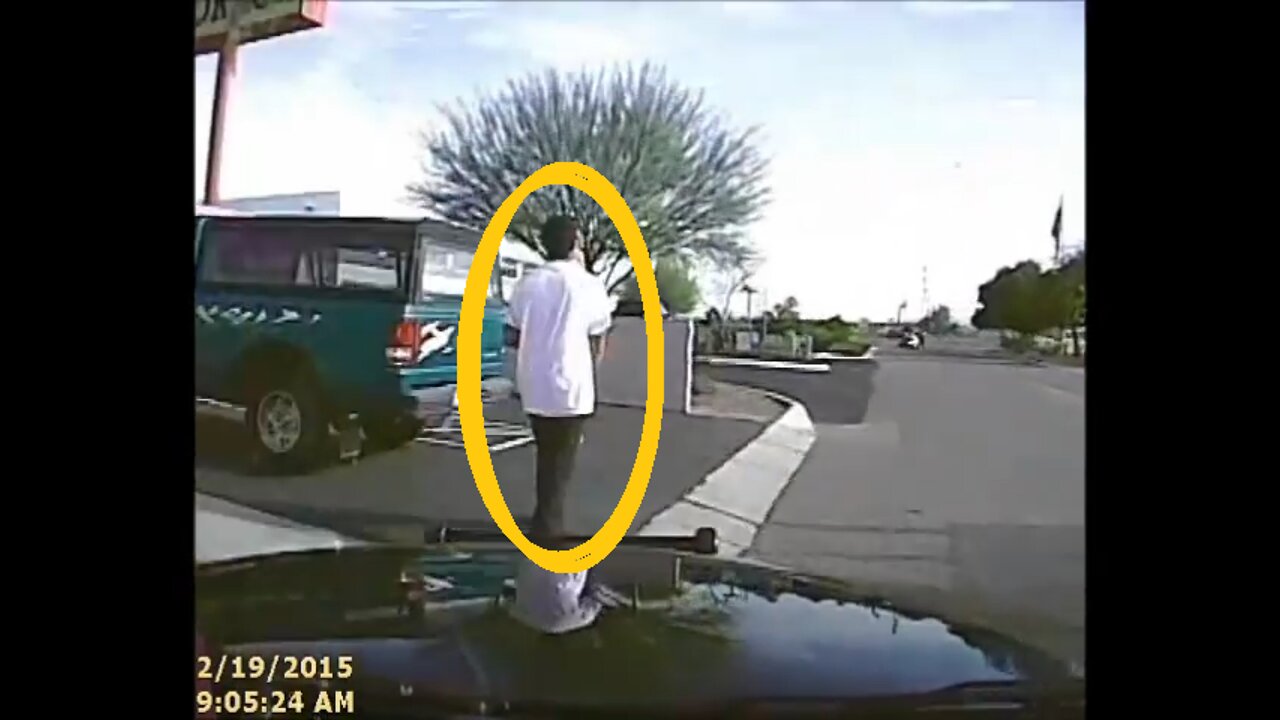 Dashcam video shows police cruiser run over suspect carrying rifle at extremely high speed.