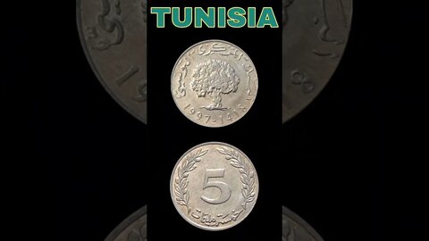 Tunisia 5 milliemes 1997.#shorts #coinnotesz
