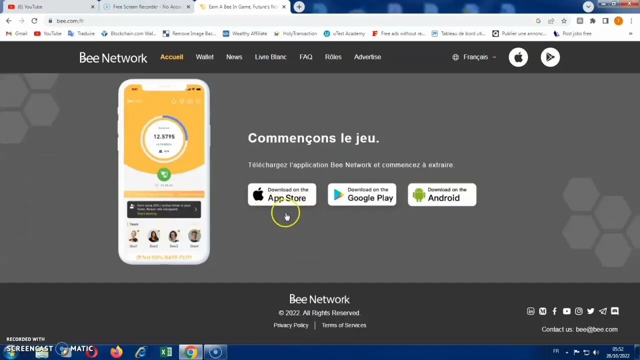 Gagner crypto minage jouer jeux projet bee network wallet application téléphone