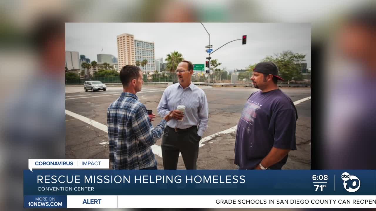 Rescue mission helping homeless staying at San Diego convention center