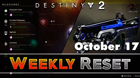 Destiny 2 | Weekly Reset - Powerful Gear Engrams, Nightfall, Milestones & Vendor Items October 17th