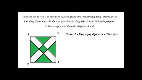 Toán 12: Cho hình vuông ABCD có cạnh bằng 4,chính giữa có một hình vuông đồng tâm với ABCD