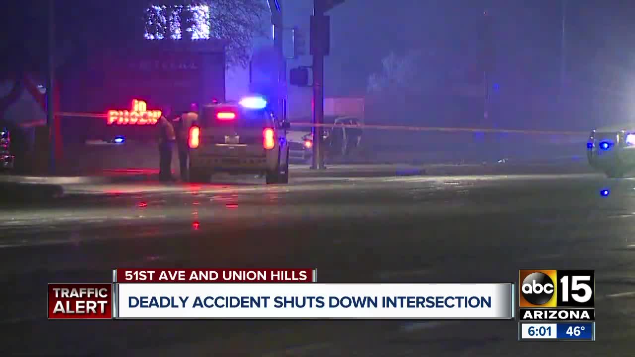 Fatal crash closes intersection of 51st Avenue and Union Hills Drive