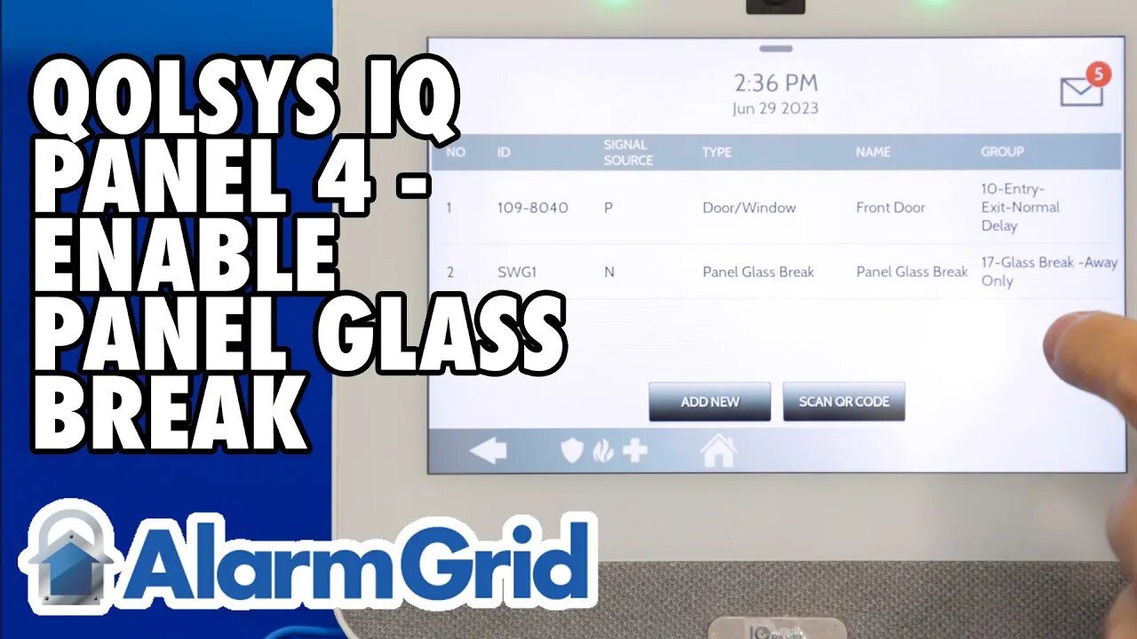 Qolsys IQ Panel 4: Enable Panel Glass Break