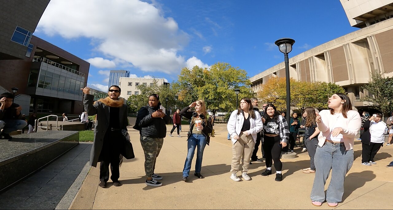 Cleveland State: Rebuking Jehovah's Witnesses For Their Hellish Religion, Contending w/ an Arrogant Muslim & His Girlfriend, I Sing Out Songs, Preach Jesus, Crowd Descends Into Blasphemy, "Christians" Love Their Sin, I Wipe The Dust Off