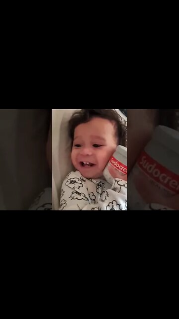 Little baby boy giggles while playing with perfume and cream #cutebaby