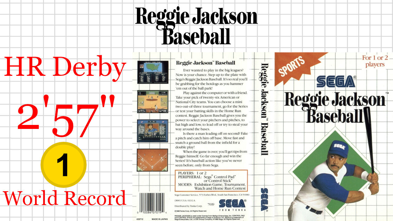 Reggie Jackson Baseball [SMS 1989] HR Derby - 10 HRs [2'57"] WR | SEGA Master System Marceau
