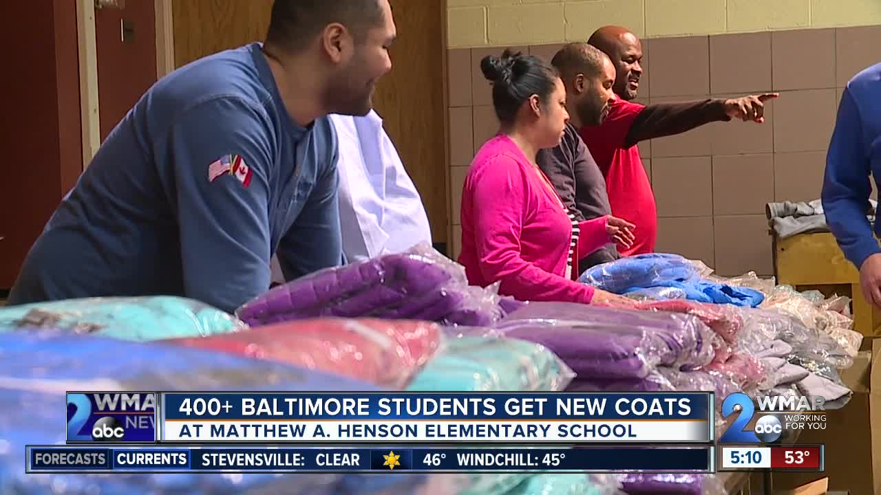Trade Unions arrange coat drive at West Baltimore elementary school