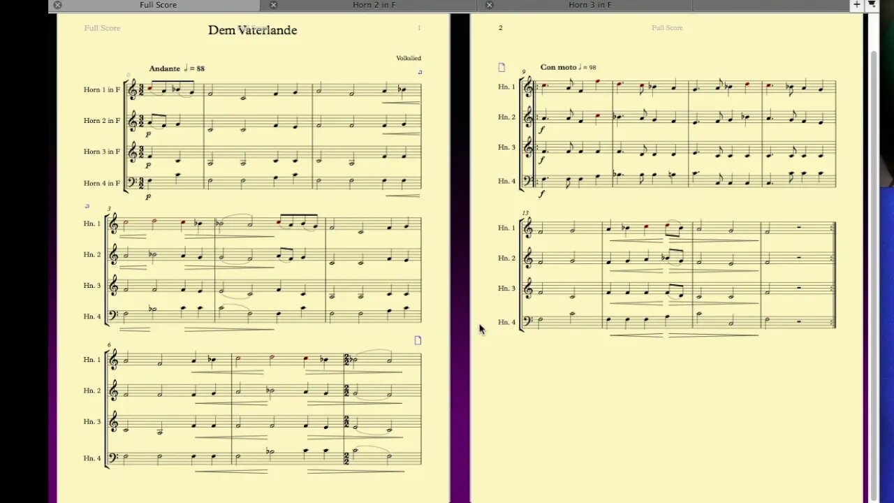 Richard Burdick talks about the contrast in music repeated in a horn quartet swells and phrasing