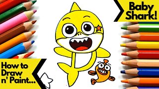 How to draw and paint Baby Shark