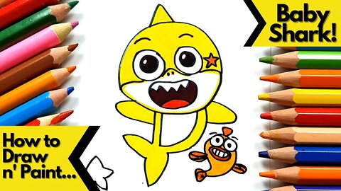 How to draw and paint Baby Shark