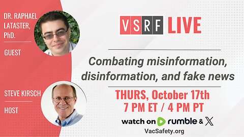 VSRF Live #148: The Misinformation Epidemic with Dr. Raphael Lataster