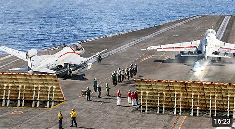 Risky Process of Landing Multiple US Navy Planes on a Moving Aircraft Carrier