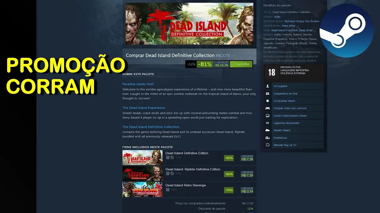 Promoção na Steam: Dead Island Definitive Collection