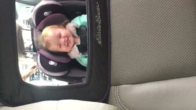 "A Tot Girl Smiles As The Air Conditioner Blows On Her In A Car"