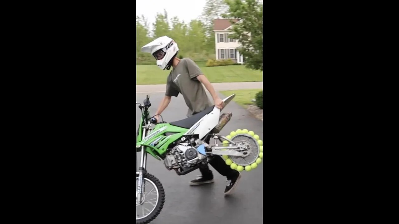 Tennis Balls as Pit Bike Tire😂#shorts