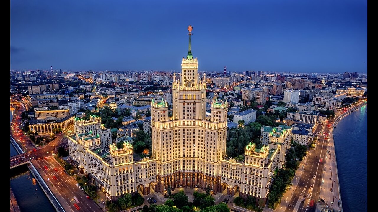 Stalin's high-rise on Kotelnicheskaya embankment in the evening