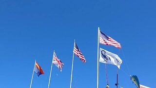 London Bridge flags waving