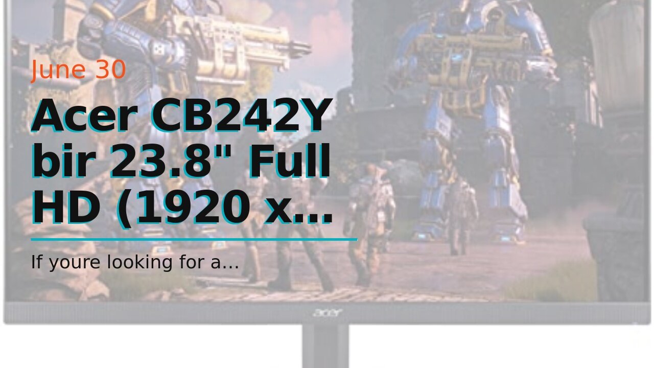 Acer CB242Y bir 23.8" Full HD (1920 x 1080) IPS Zero Frame Home Office Monitor with AMD Radeon...
