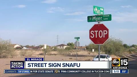 El Mirage residents puzzled by misspelled street sign